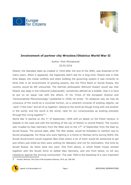 Involvement of Partner City Wrocław/Oleśnica World War II