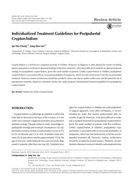Individualized Treatment Guidelines for Postpubertal Cryptorchidism