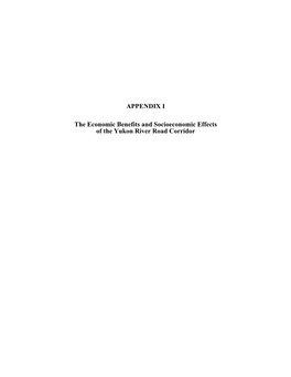 APPENDIX I the Economic Benefits and Socioeconomic Effects of The