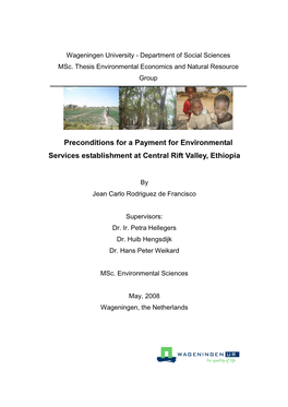 Preconditions for a Payment for Environmental Services Establishment at Central Rift Valley, Ethiopia