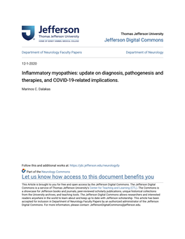 Inflammatory Myopathies: Update on Diagnosis, Pathogenesis and Therapies, and COVID-19-Related Implications