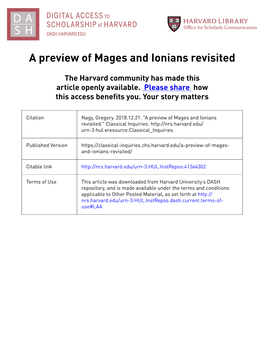 A Preview of Mages and Ionians Revisited