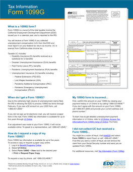 Form 1099G PO Box 826880, Sacramento, CA 94280-0001 Available to Low to Moderate Income Working Individuals and Families