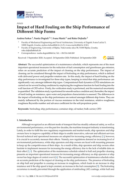 Impact of Hard Fouling on the Ship Performance of Different Ship Forms