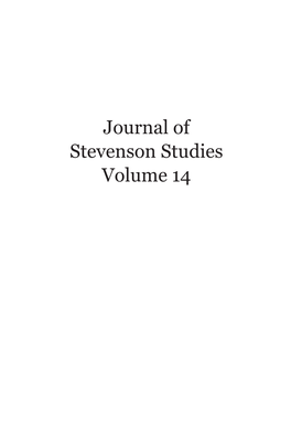 Journal of Stevenson Studies Volume 14 Ii Journal of Stevenson Studies Journal of Stevenson Studies Iii