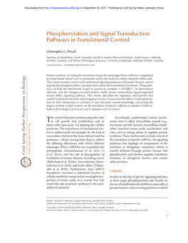 Phosphorylation and Signal Transduction Pathways in Translational Control