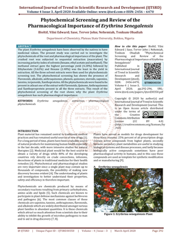 Phytochemical Screening and Review of the Pharmacological Importance