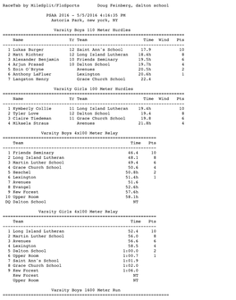 Racetab by Milesplit/Flosports Doug Feinberg, Dalton School PSAA 2016