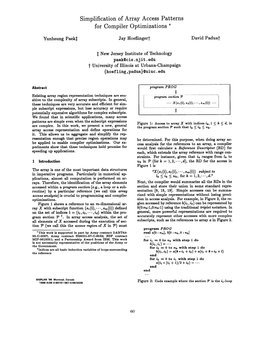 Simplification of Array Access Patterns for Compiler Optimizations *