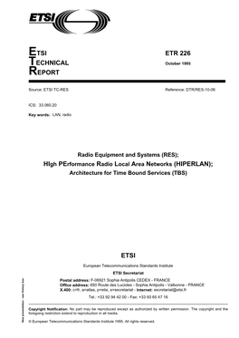 ETR 226 TECHNICAL October 1995 REPORT