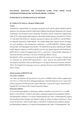 Mutations Affecting the Conserved Acidic Wnk1 Motif Cause Inherited Hyperkalemic Hyperchloremic Acidosis Supplemental Informatio