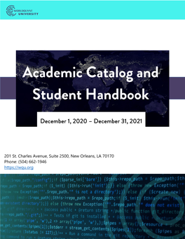 Academic Catalog and Student Handbook