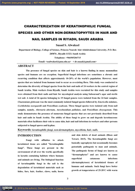 Characterization of Keratinophilic Fungal