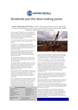 Dividends Put This Deal-Making Junior