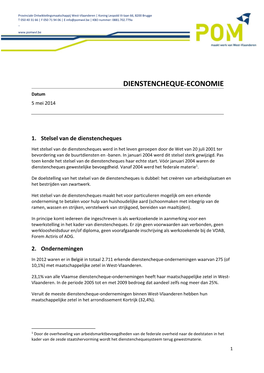 DIENSTENCHEQUE-ECONOMIE Datum 5 Mei 2014