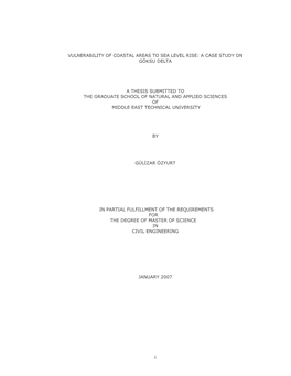 Vulnerability of Coastal Areas to Sea Level Rise: a Case Study on Göksu Delta