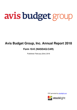 Avis Budget Group, Inc. Annual Report 2018