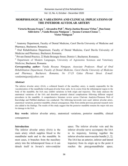 Morphological Variations and Clinical Implications of the Inferior Alveolar Artery