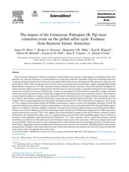 “Paleogene (Kв€“Pg) Mass Extinction Event on the Global Sulfur Cycle