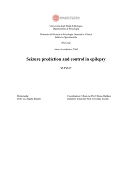 Seizure Prediction and Control in Epilepsy