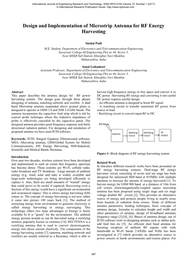 Design and Implementation of Microstrip Antenna for RF Energy Harvesting