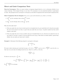 Comparison Tests for Integrals