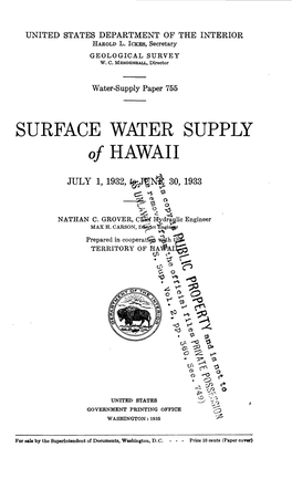 SURFACE WATER SUPPLY of HAWAII