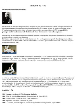 Histoire Du Judo