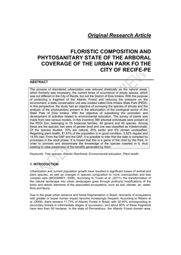 Original Research Article FLORISTIC COMPOSITION AND