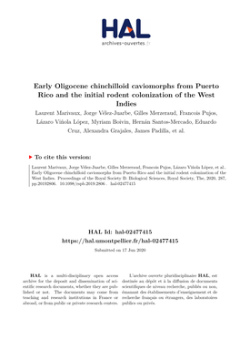 Early Oligocene Chinchilloid Caviomorphs from Puerto Rico and the Initial Rodent Colonization of the West Indies