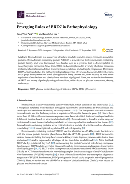 Emerging Roles of BRD7 in Pathophysiology