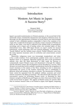 Introduction Western Art Music in Japan: a Success Story?