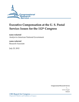 Executive Compensation at the US Postal Service