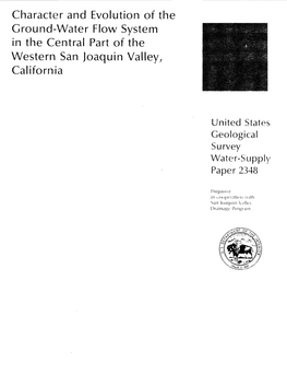 Character and Evolution of the Ground-Water Flow System in the Central Part of the Western San Joaquin Valley, California