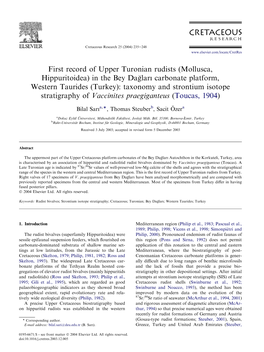 First Record of Upper Turonian Rudists (Mollusca, Hippuritoidea) in the Bey