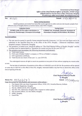 NIQ for Currier Service (Bio Hazard Sample) for NTEP Hooghly