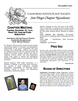 Chapter Meetings Are Free and Open to the Public