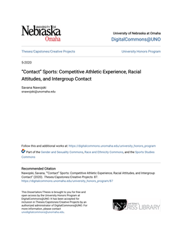 “Contact” Sports: Competitive Athletic Experience, Racial Attitudes, and Intergroup Contact