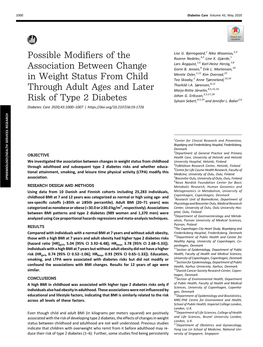 Possible Modifiers of the Association Between Change in Weight Status