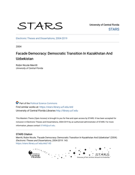 Facade Democracy: Democratic Transition in Kazakhstan and Uzbekistan