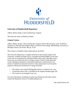 University of Huddersfield Repository