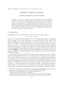 ABSTRACT PHYSICAL TRACES 1. Introduction