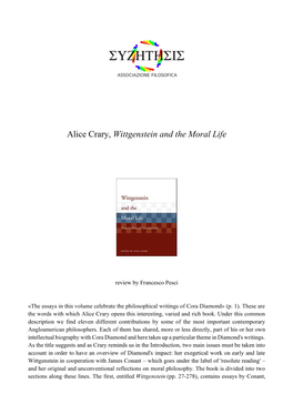 Alice Crary, Wittgenstein and the Moral Life