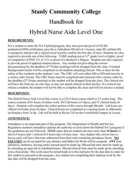 Hybrid Nurse Aide Level One Handbook