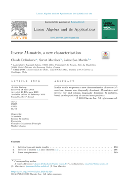 Inverse M-Matrix, a New Characterization