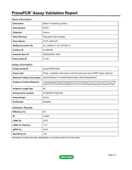 Primepcr™Assay Validation Report