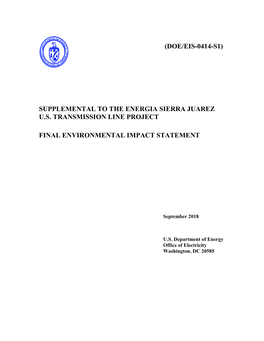 Supplement to the U.S. Energia Sierra Juarez