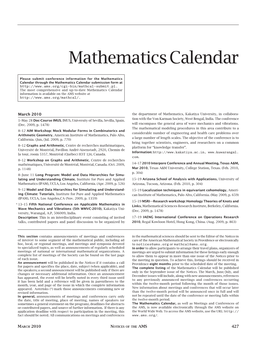 Mathematics Calendar