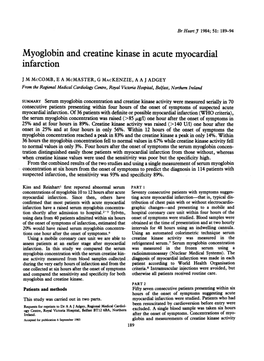 Myoglobin and Creatine Kinase in Acute Myocardial Infarction