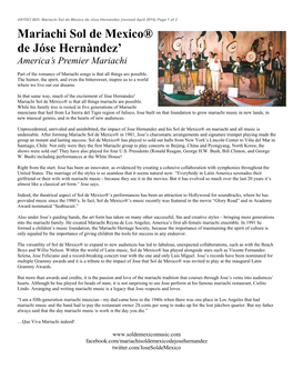 Mariachi Sol De Mexico® De Jóse Hernàndez'